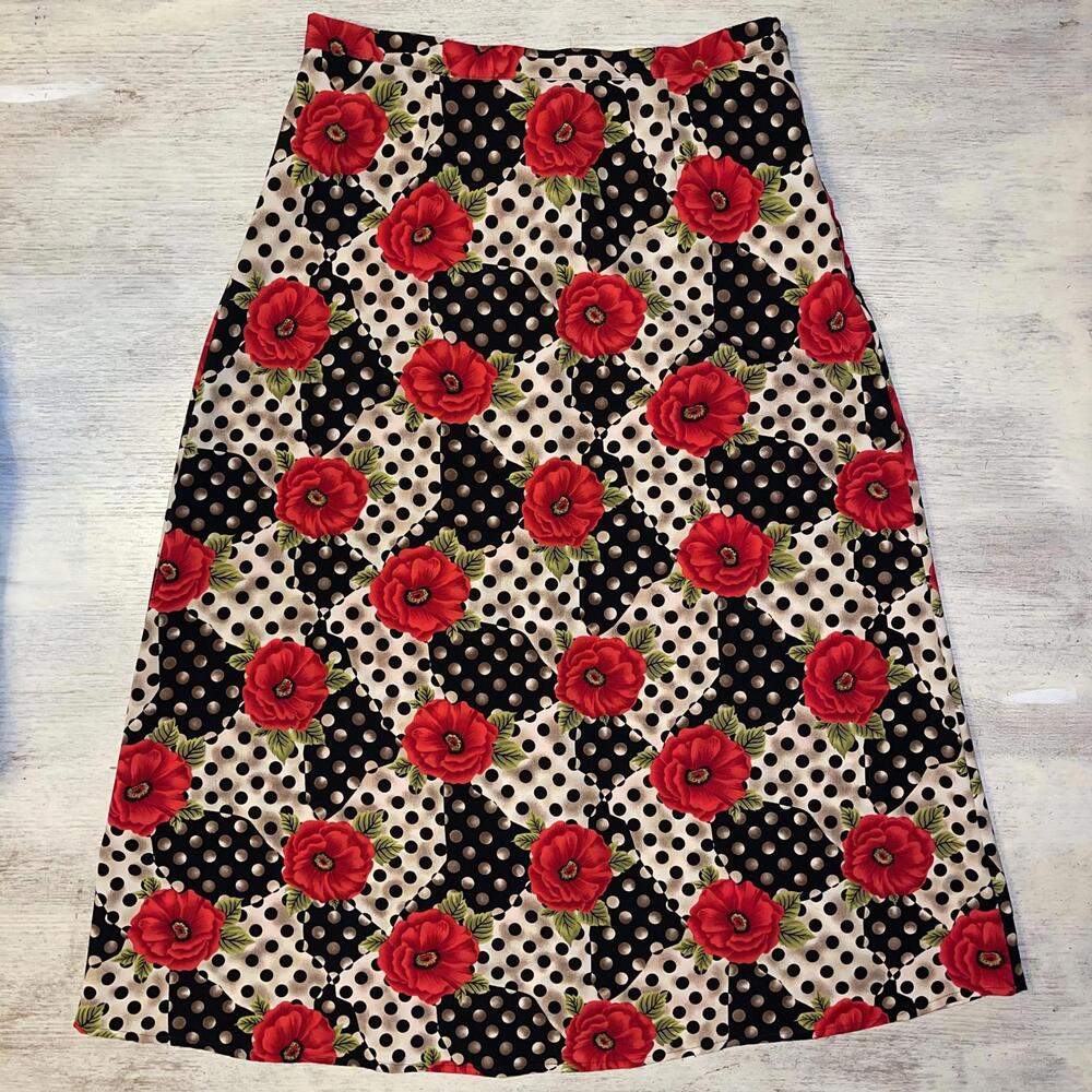 EUC Vintage Sag Harbor Rose Polka Dot Midi Maxi Skirt